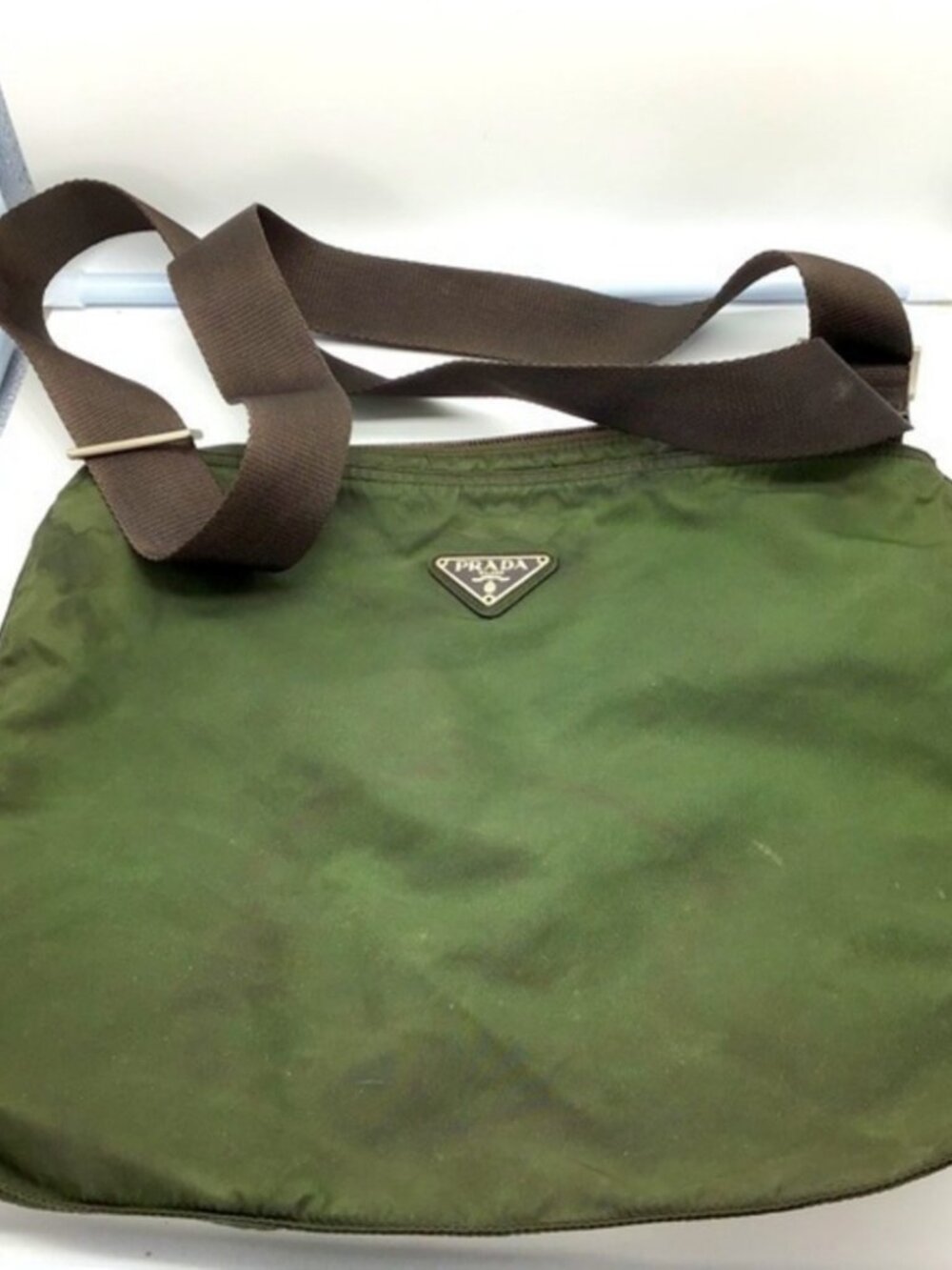 Authentic Vintage Prada Green Nylon Shoulder Bag | Serial 31 | As-Is